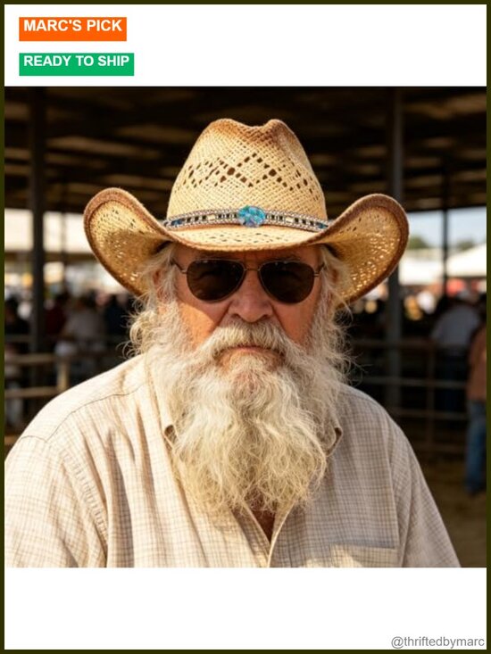 Straw Cowboy Hat Wide Brim Western Cowgirl Sun Protection